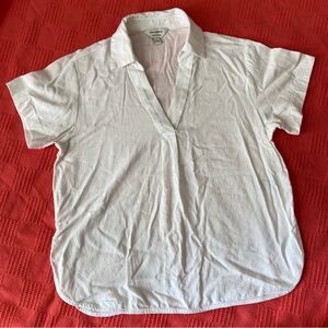 Banana Republic Linen Blend White V Neck Shirt Size Small